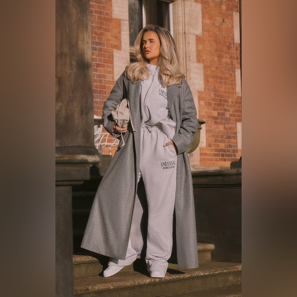 GRAY WOOL OVERSIZED COAT SIZE M